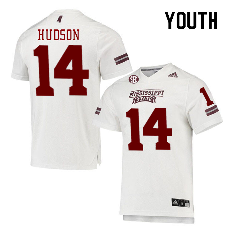 Youth #14 Trent Hudson Mississippi State Bulldogs College Football Jerseys Stitched-White